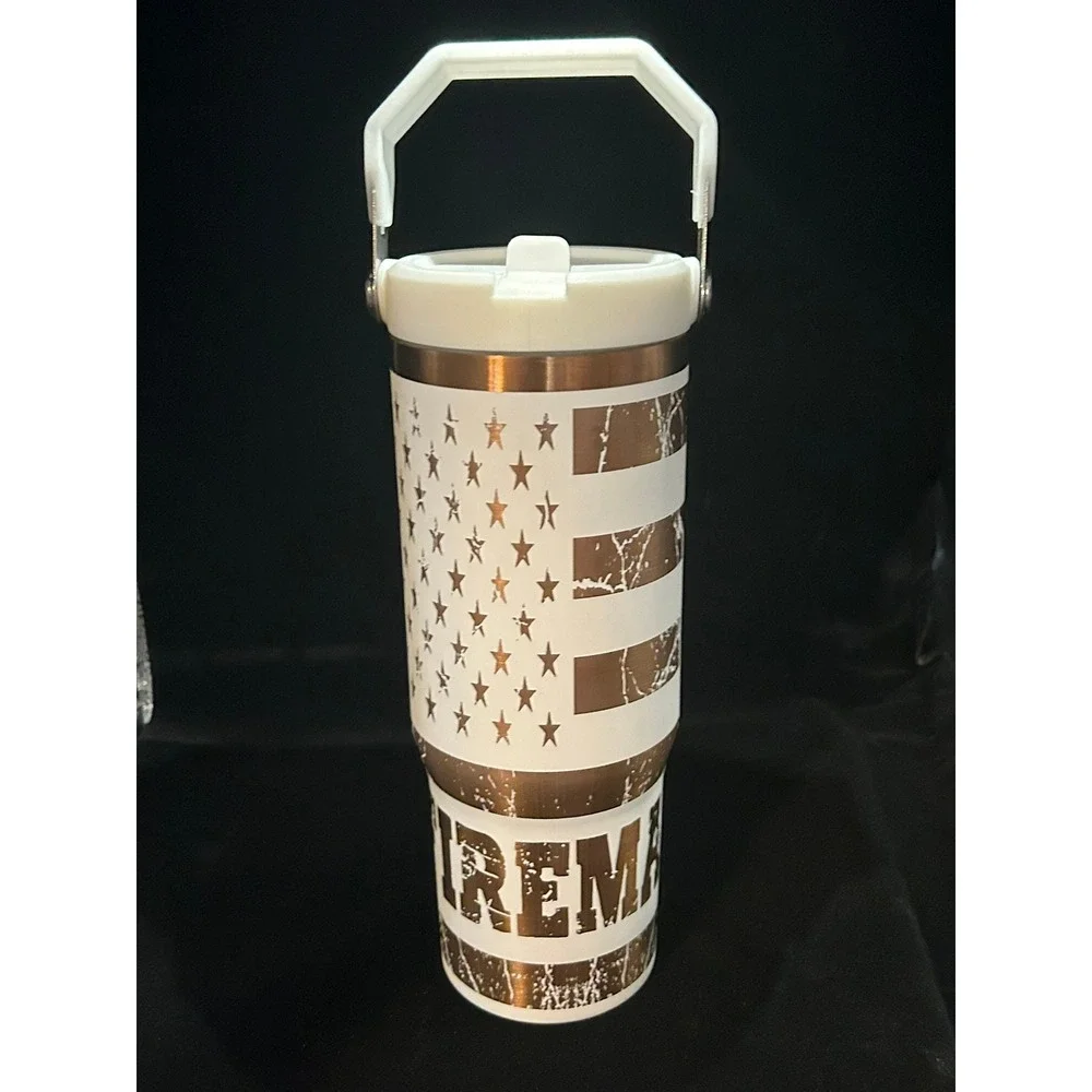 30oz Copper Plated Fireman Water Bottle with Flip Straw